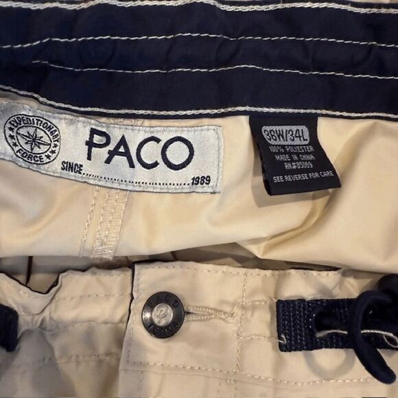 PACO Vintage Y2K Convertible Cargo Pants / Shorts Beige Zip Off Size 36 x 34 - Picture 10 of 16